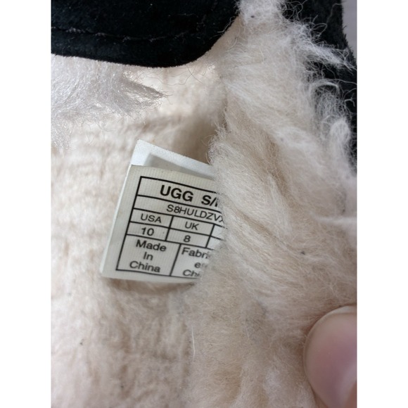 UGG Brett Moccasin Slippers Women's Sz 10 Black Faux Fur Lined Slip On - Picture 6 of 7